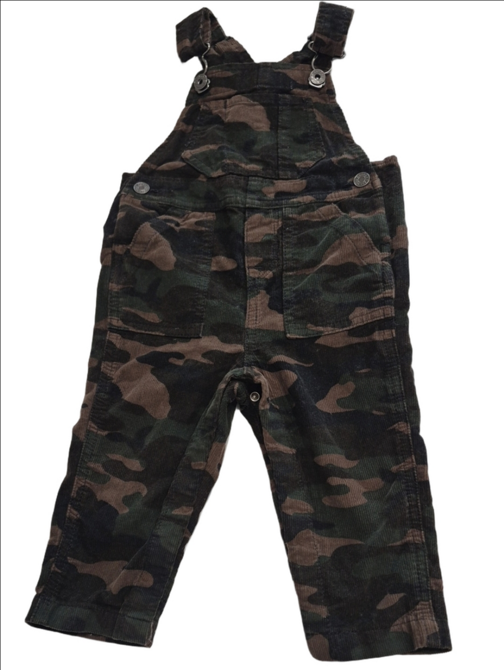 GAP Baby Camo Corduroy Overalls in Green and Brown